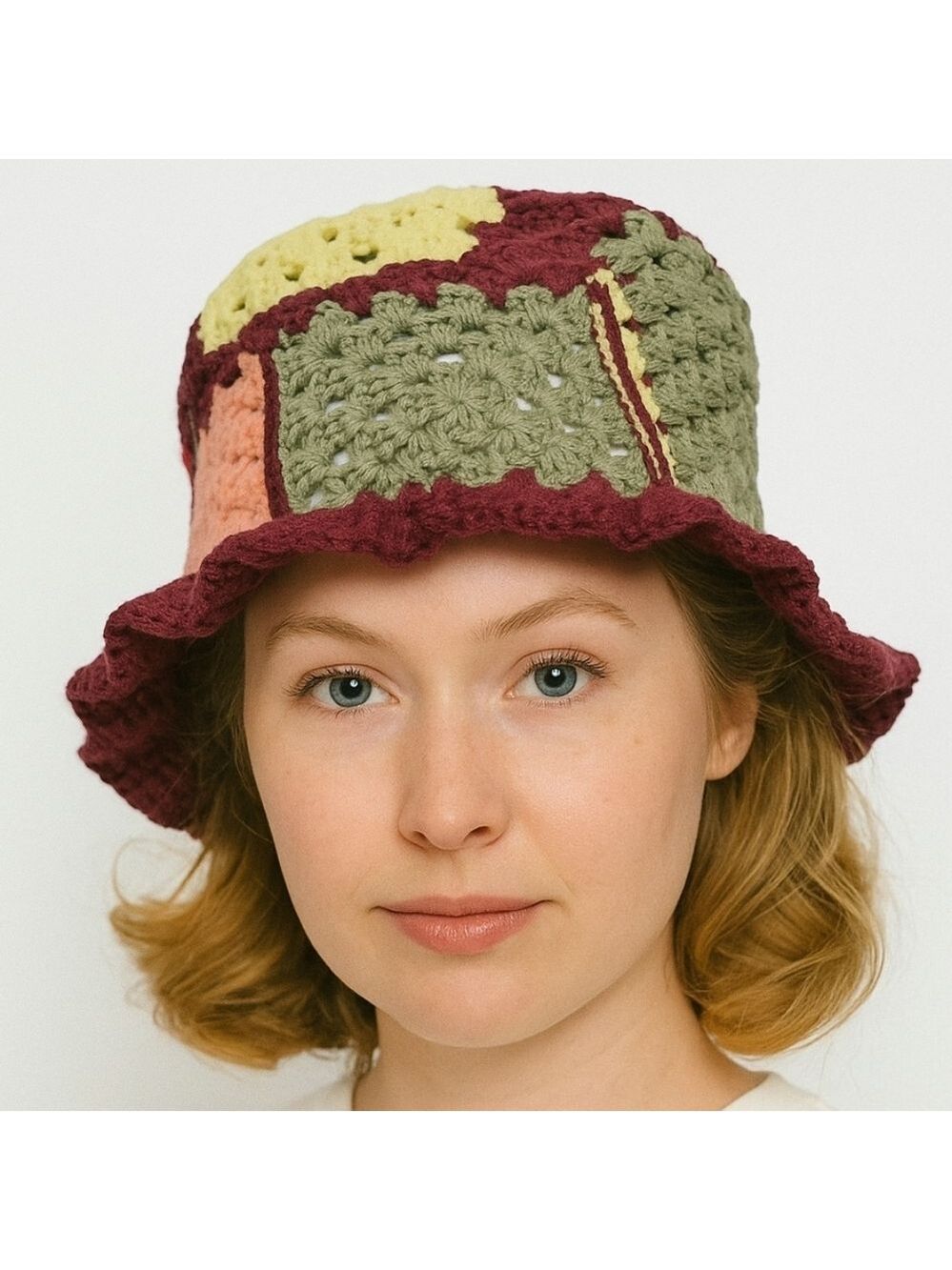Hand Crafted Crochet Bucket Hat Oversized Multicolored Fall